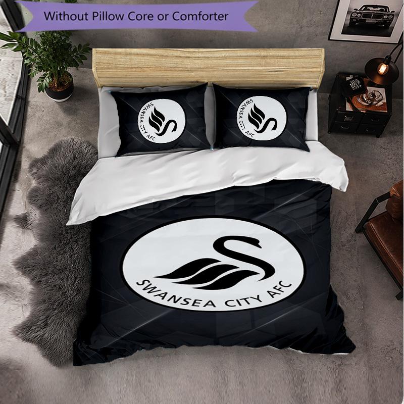 Biancheria da letto a tema Swansea City Set 3 Pezzi Copripiumino Biancheria da letto Decorativa Per Stanza Adolescenti Decorazione Casa