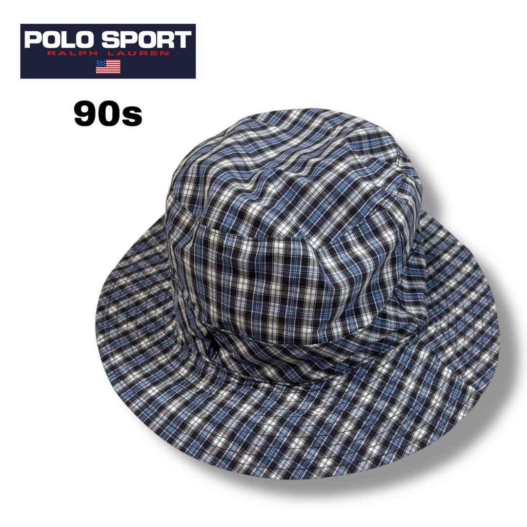 

[Б/У] POLO SPORT 90-х годов Двусторонняя шапка с вышивкой пони, Размер F