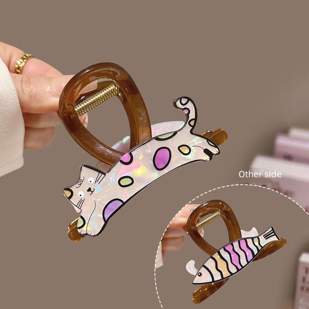 Resin Hair Grab Clip Double-side Dog Hair Claw Headdress Cat Shark Clip  Hair Styling