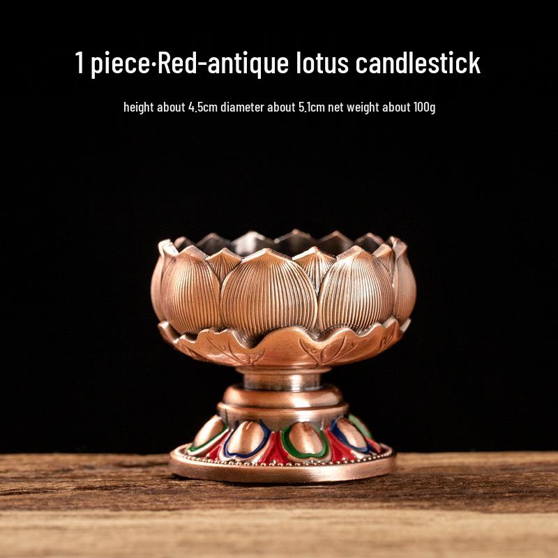 Lotus Metal Candle Holder for Buddha Altar or Home Offering