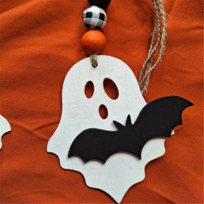 4PCS Spookys Ghostly Wood Crafts Halloweens Room Decoration Hanging Art For Festives DIY Family Activity And Seasonal Displays