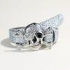 Fashionable Rhinestones Studded Belt Skull Pattern Waist Belt Durability Belt for Enhancing Dresses and Casual Looks