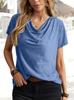 Women Casual Solid Color Short Sleeve Loose T Shirt