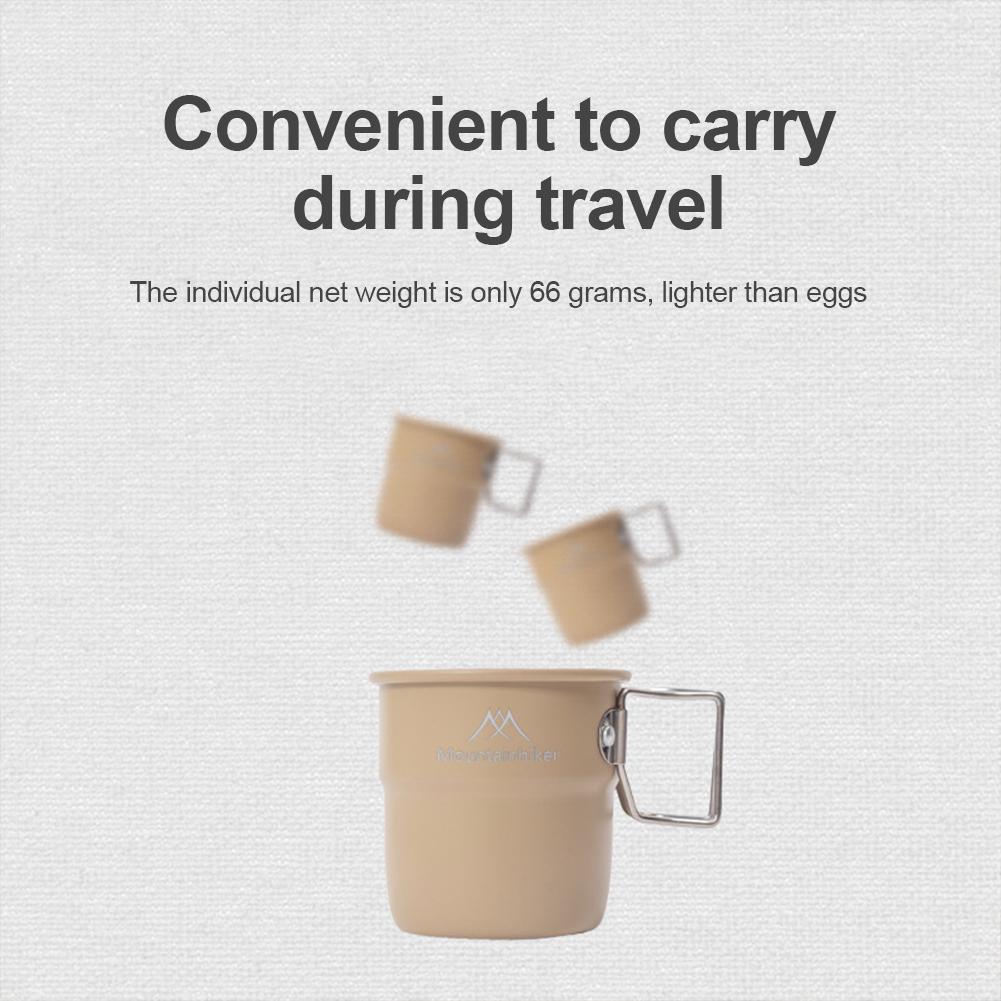 300ml Camping Water Cup with Foldable Handle Picnic Water Mug Aluminum Alloy Lightweight Camping Cup for Outdoor Backpacking