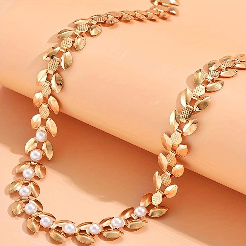 1pc Golden Wheat Ear Shaped Necklace for Women – Fashionable High-End Collarbone Chain, Elegant Daily & Party Jewelry Gift