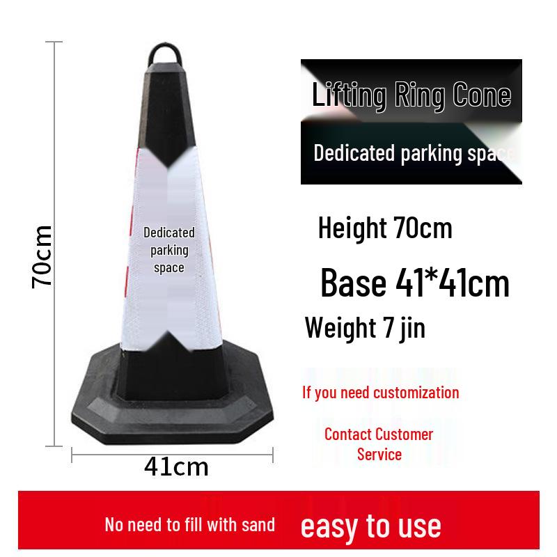 70cm Reflective Rubber and PVC Traffic Cone - No Parking Ice Cream Cone Design