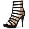 Allegra K Strappy Gladiator Heel Sandals with Platform Stiletto Heels, Black, Size 25.0cm