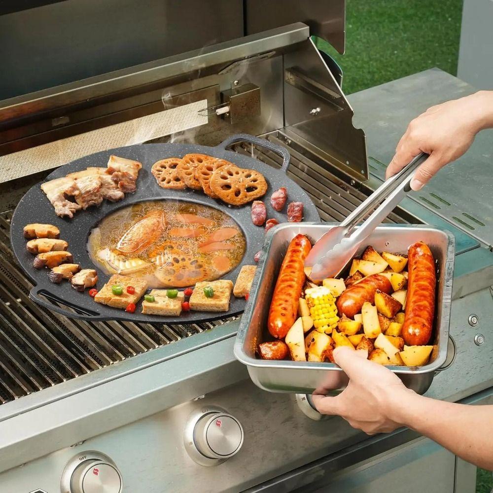 Aluminum Zinc Zinc Alloy Deep Baking Tray Thicken Frying Pan with Handles Multifunctional Griddle Pan  BBQ