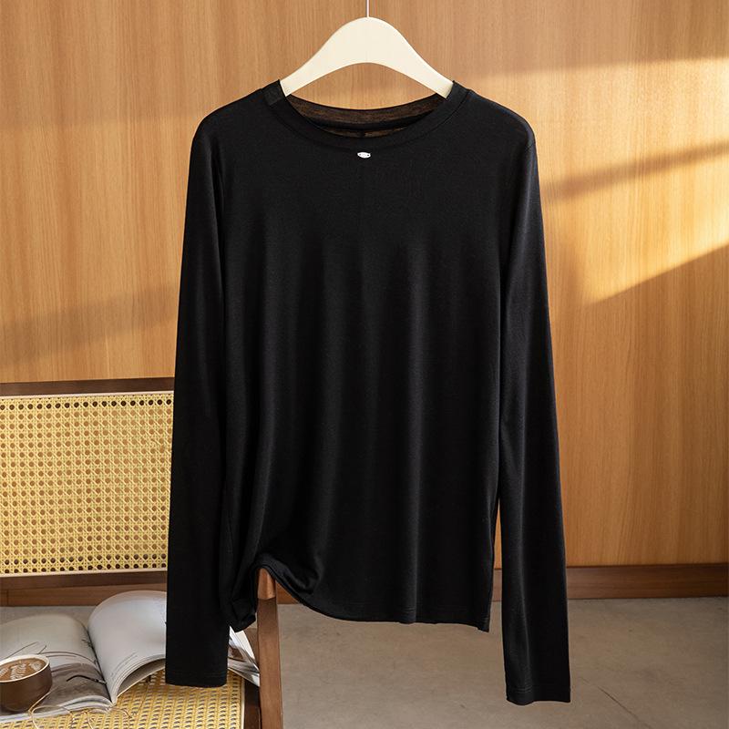 

2025 Пуюань Ранняя Осень Тенсел Кашемир Круглый Вырез Необработанный Край Базовый Слой Small