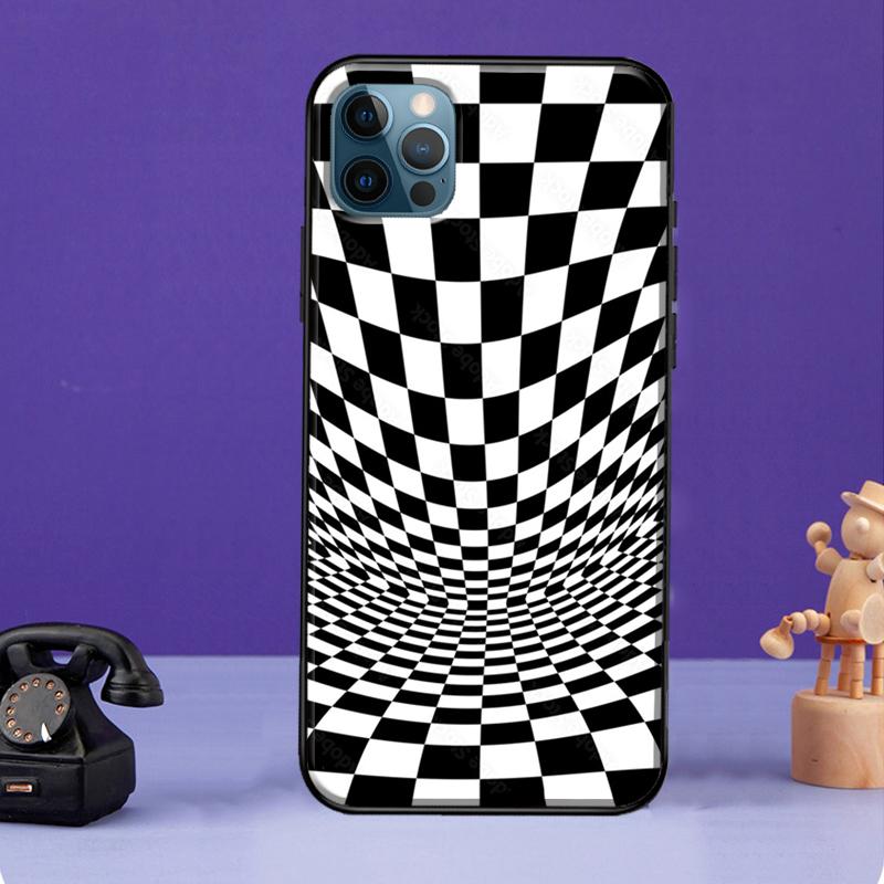 Szalony Wzór Szachownicy Etui na Telefon Dla iPhone 11 14 13 Pro Max XS XR X SE 2020 5S 6S 7 8 Plus 12 mini Tylna Pokrywa