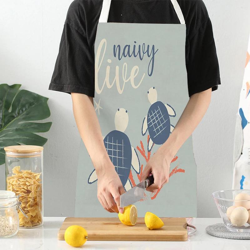 Cleaning Supplies Women Men Kitchen Aprons Tortoise Sailboat Fish Octopus Pattern Cooking Aprons Baking Antifouling Apron