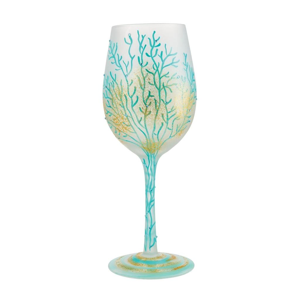Enesco Lolita Under the Sea Wine Glass, Hand-Painted Glassware 15oz