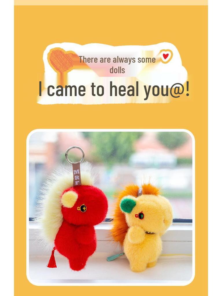 Zodiac Year Horse Plush Pendant Keychain - Cross-Border Pony Doll Mascot.