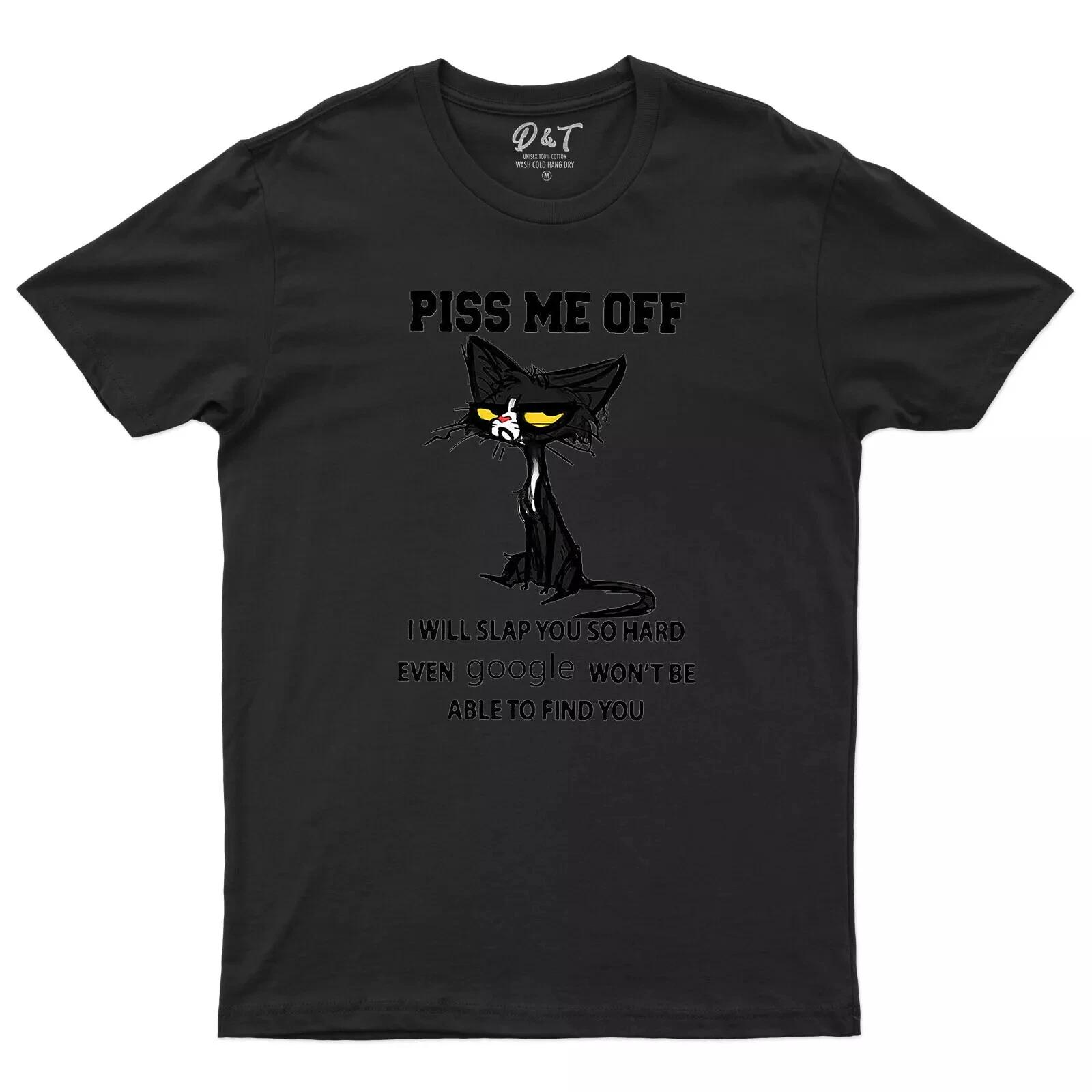 Cat Piss Me Off I Will Slap You So Hard Funny Retro Men T shirt S
