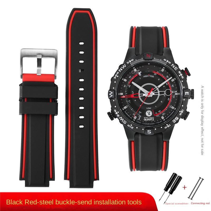 Для timex E-tide Компас Браслет T2N739 T2N720 T2N721 выпуклое ушко 16мм ремешок водостойкий силиконовый мужской ремешок для часов браслет 24.16mm