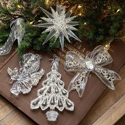 Transparenter Acryl Engel Anhänger - Eiskristall Weihnachtsbaumschmuck
