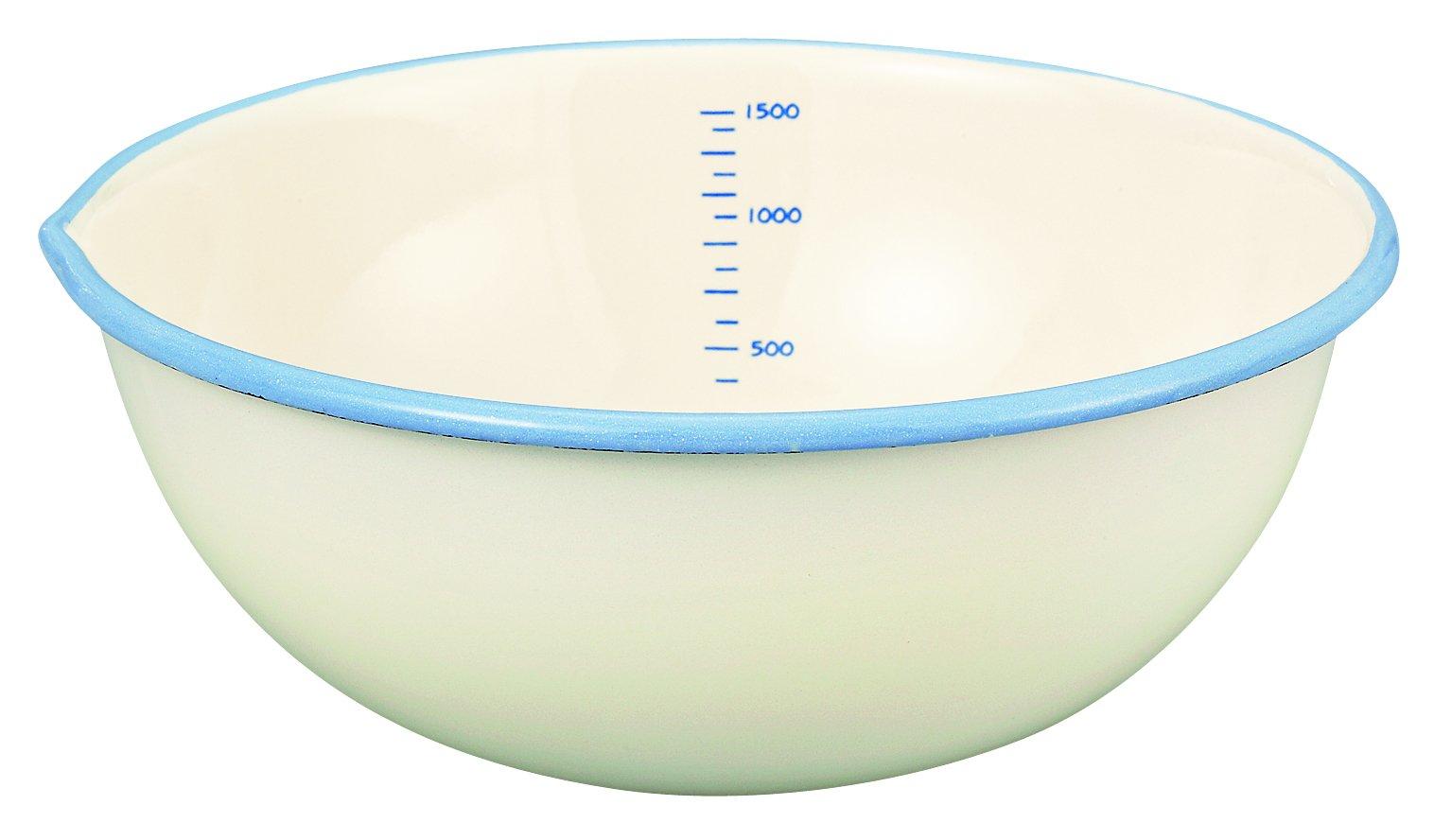 

Fuji Horo Enamel Bowl, 20cm, 1.7L, with Graduations, White, BM-20B W