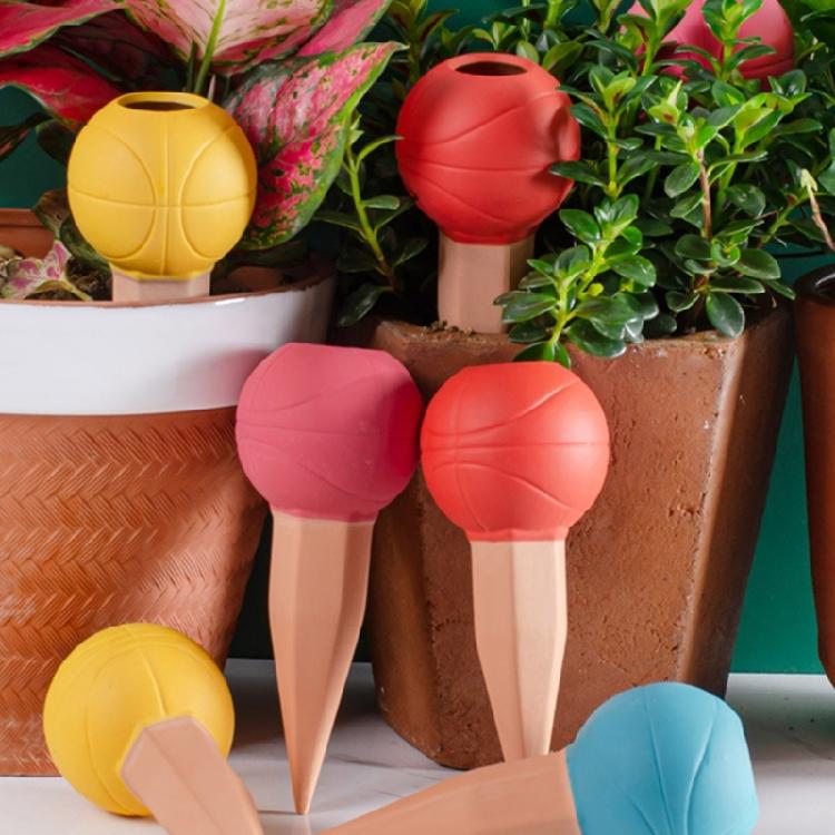 4Pcs Plant Self Watering Spikes Basketball Plant Watering Globes Insert Terracotta