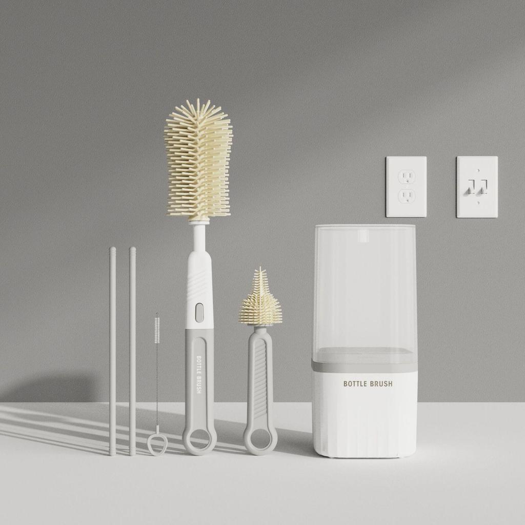 Silicone Baby Bottle & Nipple Cleaning Brush Set - Portable, Multifunctional, Straight Handle