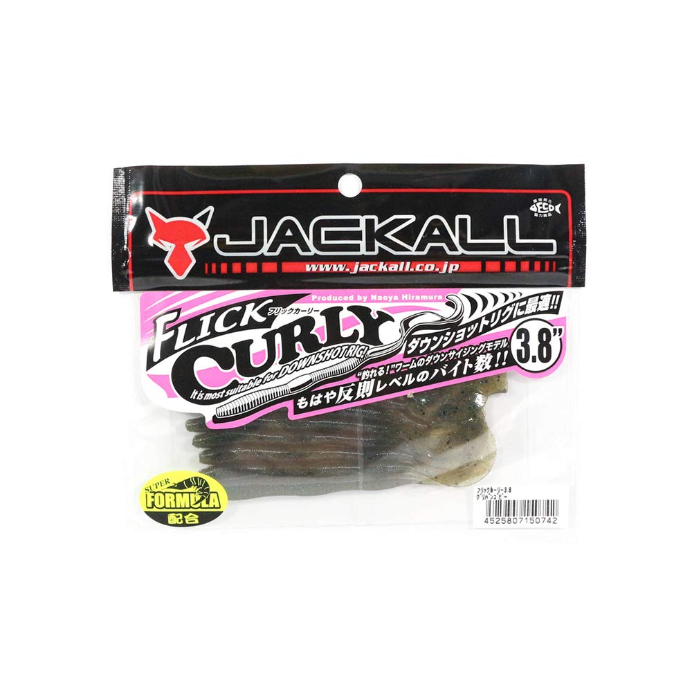 JACKALL Flick Curly inch Green Pumpkin Goby Lure 3.8