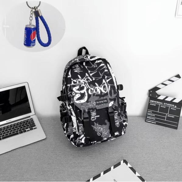 Schulrucksack trendige Marke Rucksack Herren Ins trendig cool große Kapazität Graffiti Rucksack Schüler Pendler Schulrucksack College-Studenten Reise Rucksack