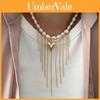 Collana con Ciondolo a Forma di Cuore Stile Perla Barocca per Donna con Design Multistrato
