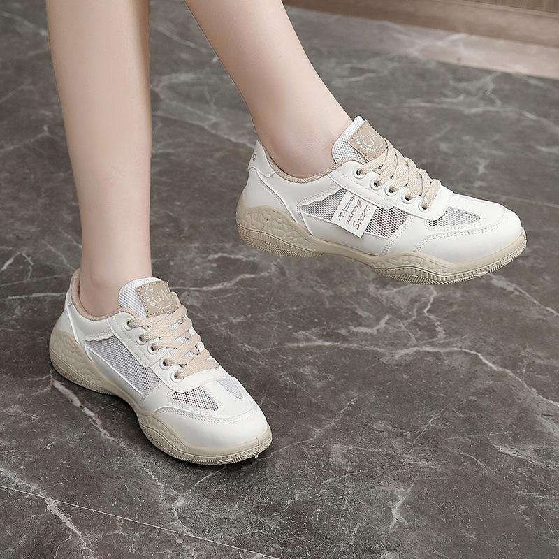 Hy116 New Mesh Shoes Women's Breathable  Summer Hollow Mesh Surface Increased Trendy Casual Shoes Breathable Sneaker
