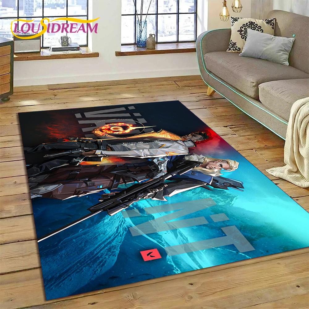 3D Nejnovější Kreslený Herní Koberec VALORANT pro Dekoraci Obývacího Pokoje Ložnice, Podlahová Rohožka Protiskluzová Dekorace pro Pohovku Rohožka Dárek Dítě