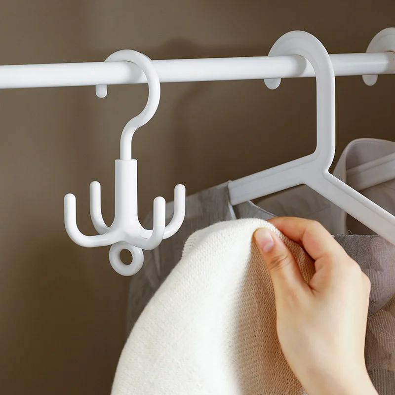 Four Claw Rotating Hook, No Punching Bag Tie Scarf Scarf Hat Hanger, 4.5kg Load-Bearing Storage Hook.