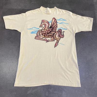 Vintage 70er 80er Pegasus Airbrush T-Shirt Brian Hoffman Kunst Hippie 90er