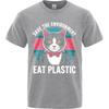 New Arrived Unisex Crew Neck Tshirt Black Save The EnvironUnisext Eat Plastic Cat Everyday For Unisex Tee Shirt Male Summer Teeshirt
