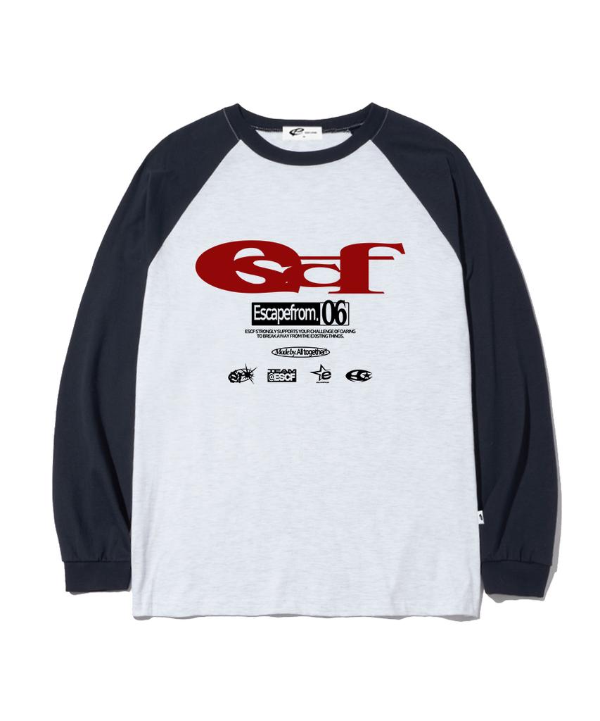 ESCAPEFROM Red Escf Logo Collage Print Long Sleeve Navy