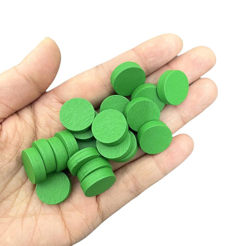 50 Stück 15 mm 5 mm Dicke 12 Farben Holzspielmarken Kreis Scheibe Plättchen Chips Puzzleteile Schachfiguren Für Brettspielzubehör