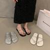 Flat-bottomed French Set-toed Small Cool Slippers Fairy Shoes 2025 New Summer Soft-soled with Skirt Rhinestone Sandals