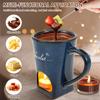 Chocolate Fondue Mug Melting Chocolate Pot with Fork Cheese Butter Warmer Cup Light Candle Fondue Melter Set for Home Kitchen