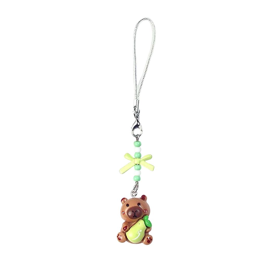 Adorable Capybara Beaded Phone Charm Cute Handcrafted Resin Keychain Pendant for Young Women and Fashion Enthusiasts