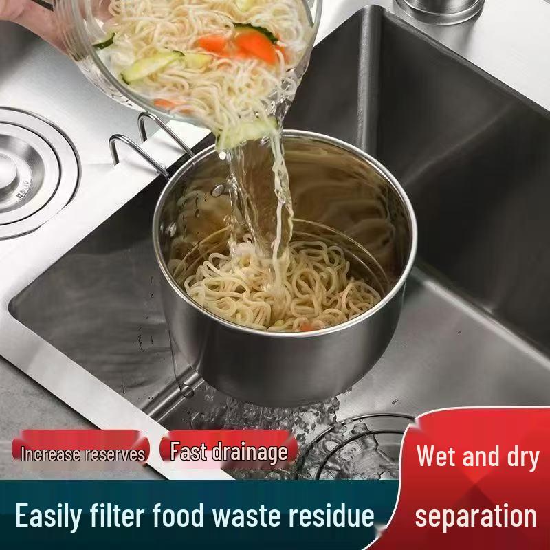 Stainless Steel Swan Drain Basket: Anti-Clog Kitchen Sink Strainer for Vegetable Washing and Water Filtering - Durable and Round.