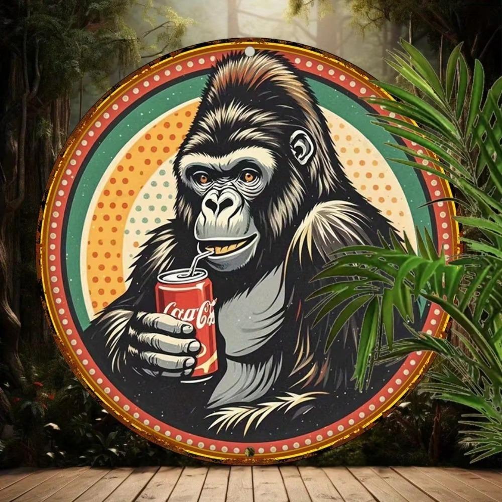 Vintage Coca Cola Gorilla Retro Metal Tin Sign UV Printed Wall Art Decor 1pc