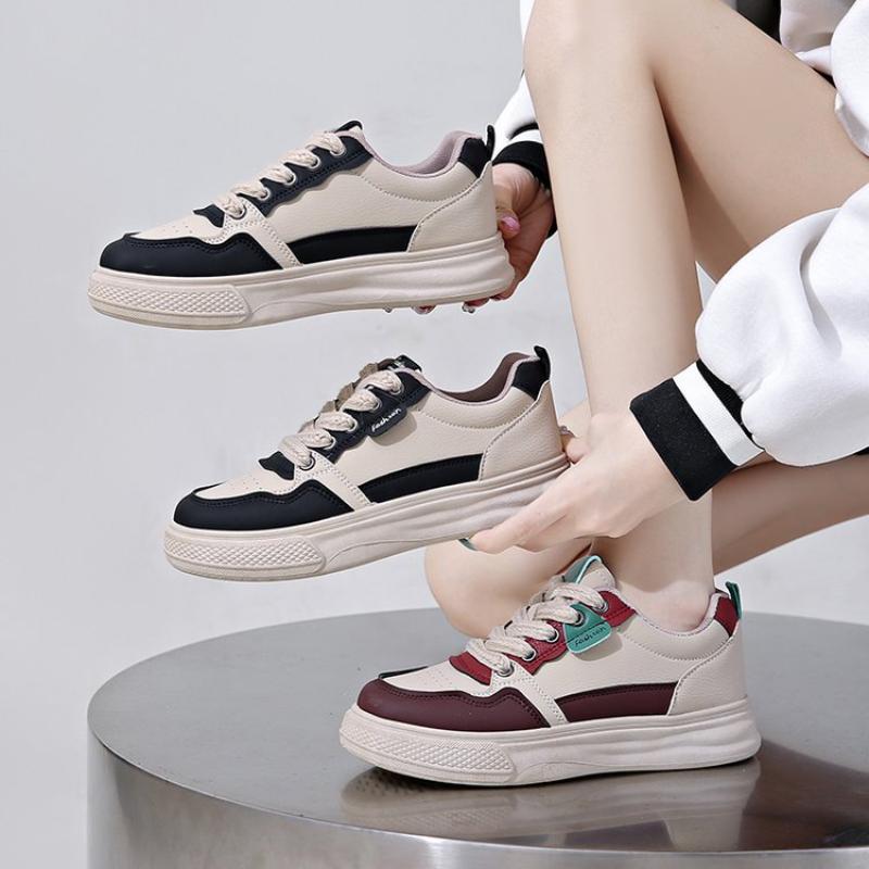 Jesienne i Zimowe Buty Damskie, Damskie Sneakersy, Białe Sneakersy, Niskie Okrągłe Sznurowane Buty Casualowe