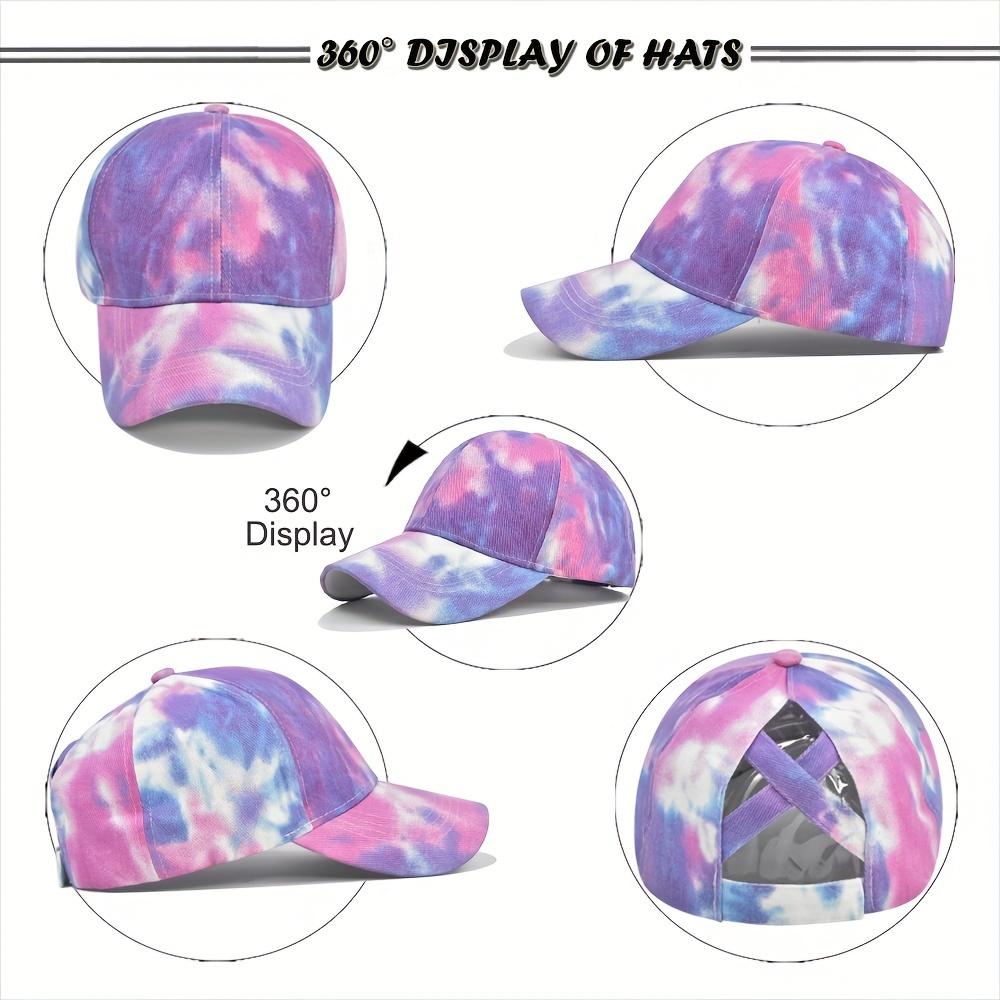 [Pastel Baseball Cap] Breathable Adjustable Women's Baseball Cap | Tie-Dye Pastel Color Block Design, Cross-Back Strap, Mesh Back for Casual & Sports