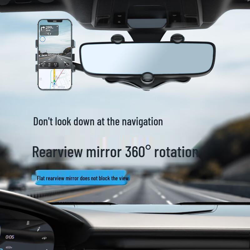 360° Rotating Car Rearview Mirror Phone Holder