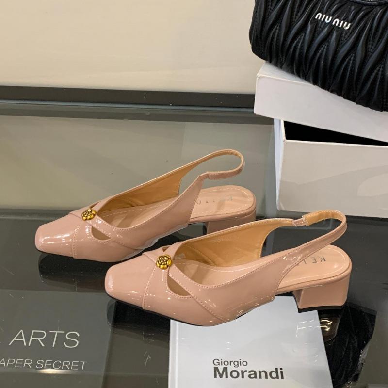 

2005 Fashion and simple design Versatile hollow square head High sense of extravagance Coarse heel Spring and Autumn women Shallow mouth single sho 39 розовый