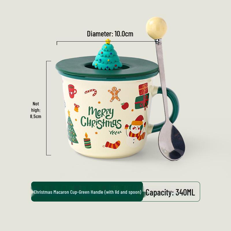 Personalized Christmas Ceramic Mug with Lid and Spoon - Creative Cartoon Design, Perfect for Halloween Gifts