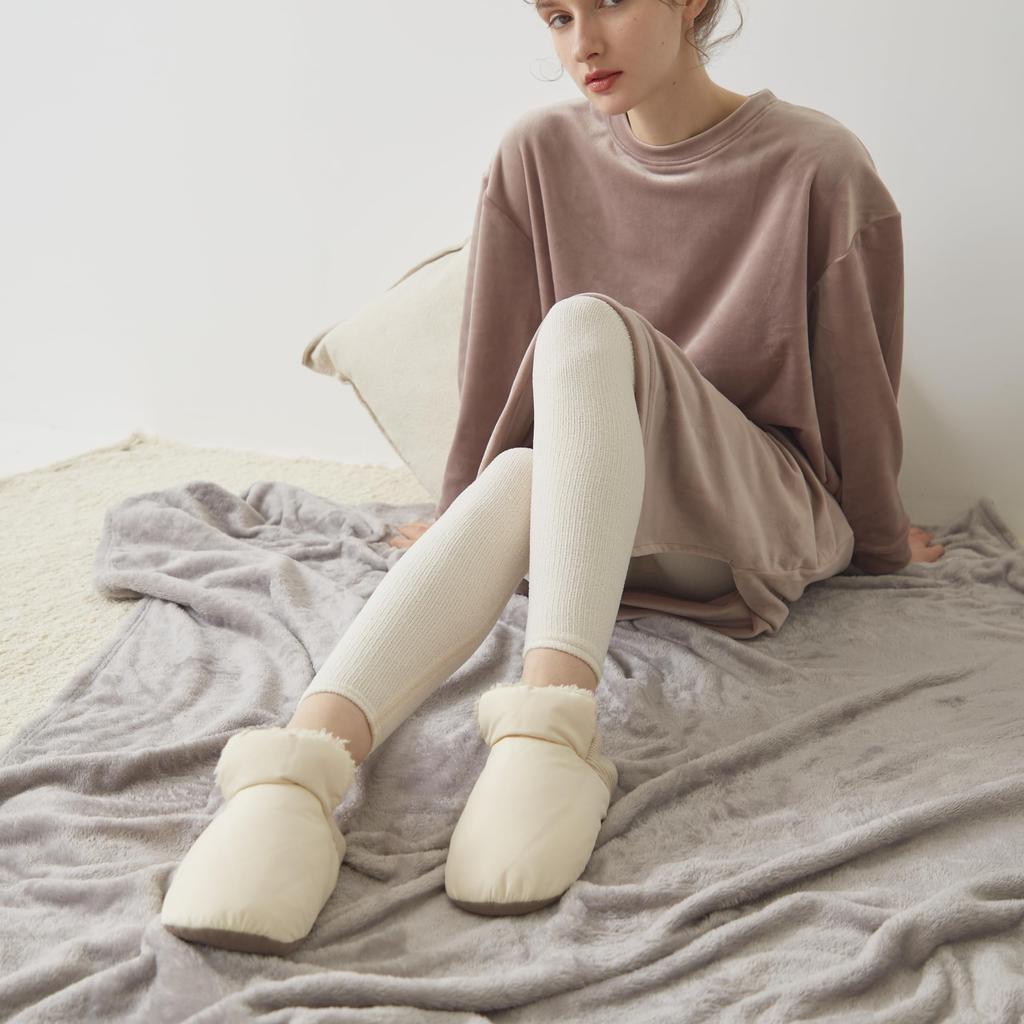 Gunze Warm Room Shoes with Bound Cold Weather Old Model A Light Sizes Cm Slippers, UCHI-COLLE Heater, Protection, Beige, 23.0-25.0