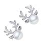 Elegant Women Pearl Antlers Pendant Necklace Crystal Rhinestones Shining Earrings Kit Girl Lady Gift Jewelry