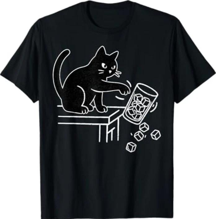Abolish ICE Funny Black Cat Pushing Ice Cat Meme Men Women T-Shirt 2XL