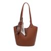 New commuter vegetable basket bag women's mother bag with silk scarf shoulder bag large capacity bucket bag