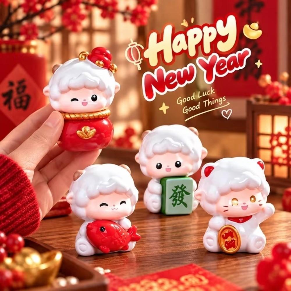 Resin Year of The Goat Ornament Lucky Theme Mascot Ornament Zodiac Goat Figurines Home Decor