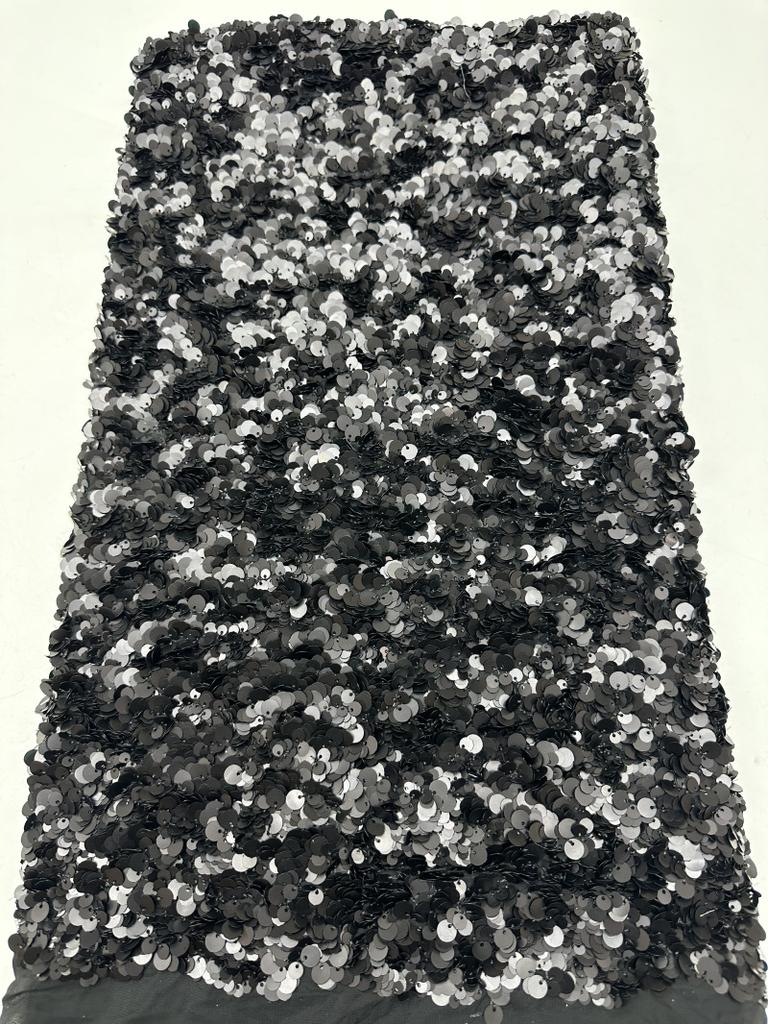 5+7+9mm Sequins Lace Fabric Fashion Design Handmade Embrordered Net Lace with Full Sequin Fabric for Party Evening Dress Cloth