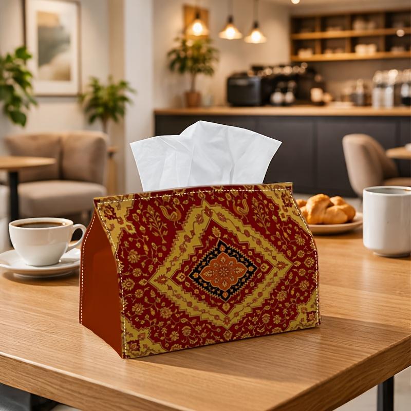 1pc Ethnic Motif Persian Tissue Box - Multi-functional Napkin Dispenser, Two Sizes Available Made of Durable Polyester, Decorated with Ruby Golden Sym